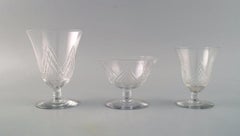 Saint-Louis, France, Eight Sherry and Wine Glasses in Clear Crystal Glass