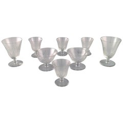 Huit verres à vin et Sherry en verre de cristal transparent de Saint-Louis, France