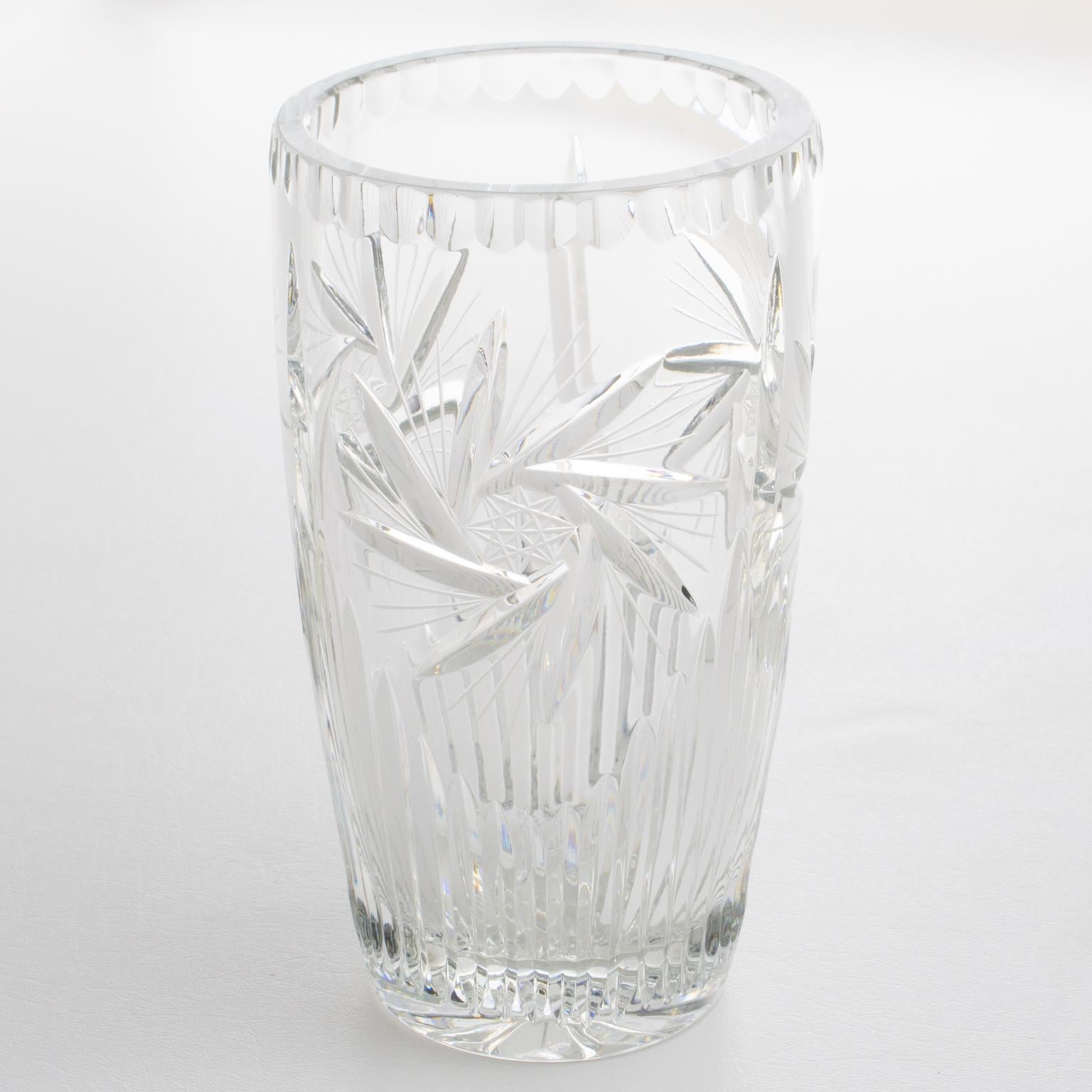 Saint Louis, France, designed this stunning tall crystal vase. The piece was crafted in France circa 1950. This typical timeless form boasts elegance with deeply etched geometric graphics. There is no visible designer's mark.
Dimensions: 4.50 in