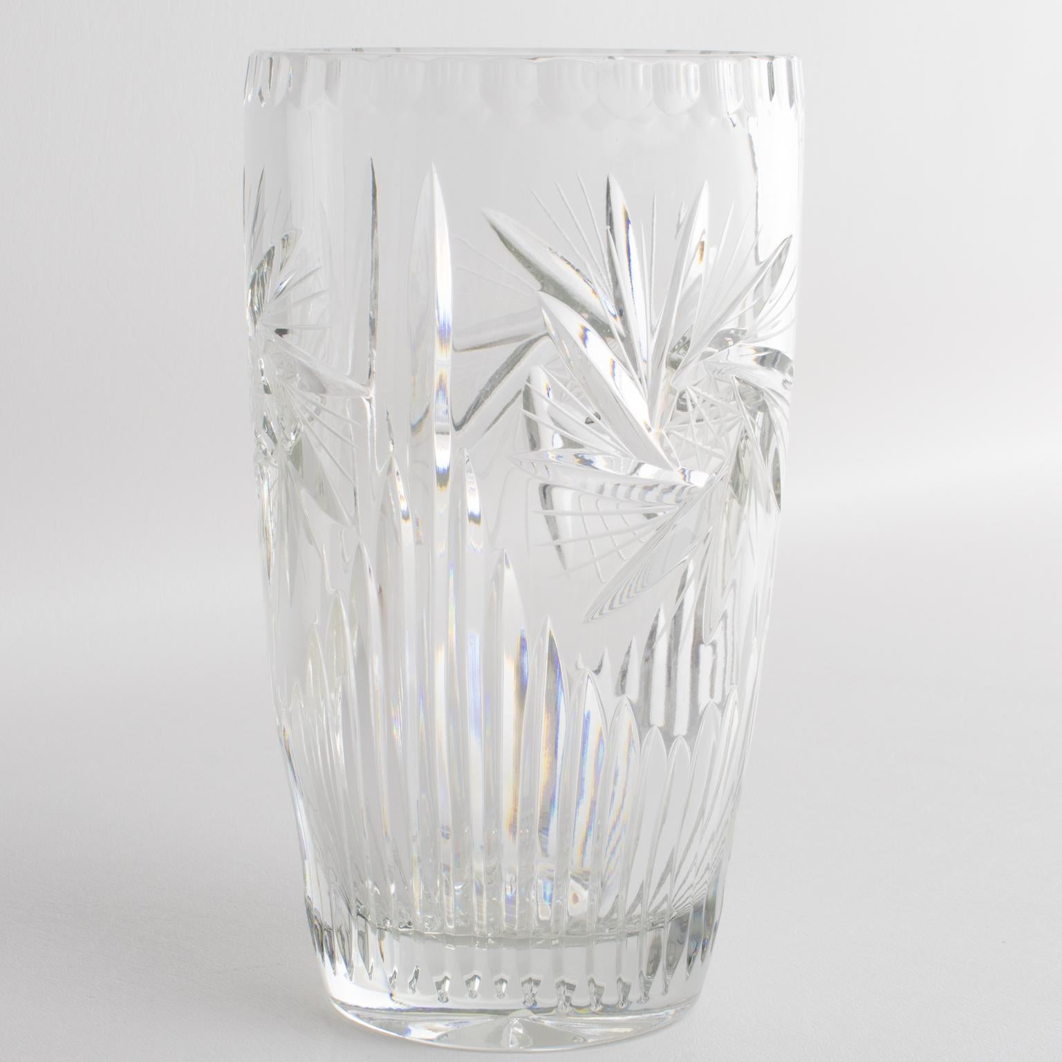 Mid-Century Modern Saint Louis France Etched Crystal Vase For Sale