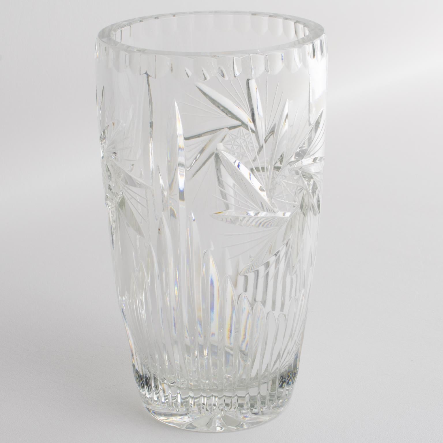 French Saint Louis France Etched Crystal Vase For Sale
