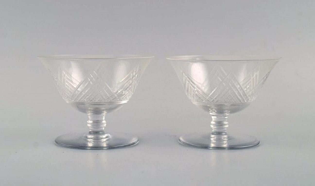 Art Deco Saint-Louis, France, Four Glasses in Clear Mouth-Blown Crystal Glass, 1930s For Sale