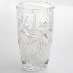 Saint Louis France Geometric Etched Crystal Vase, circa 1950