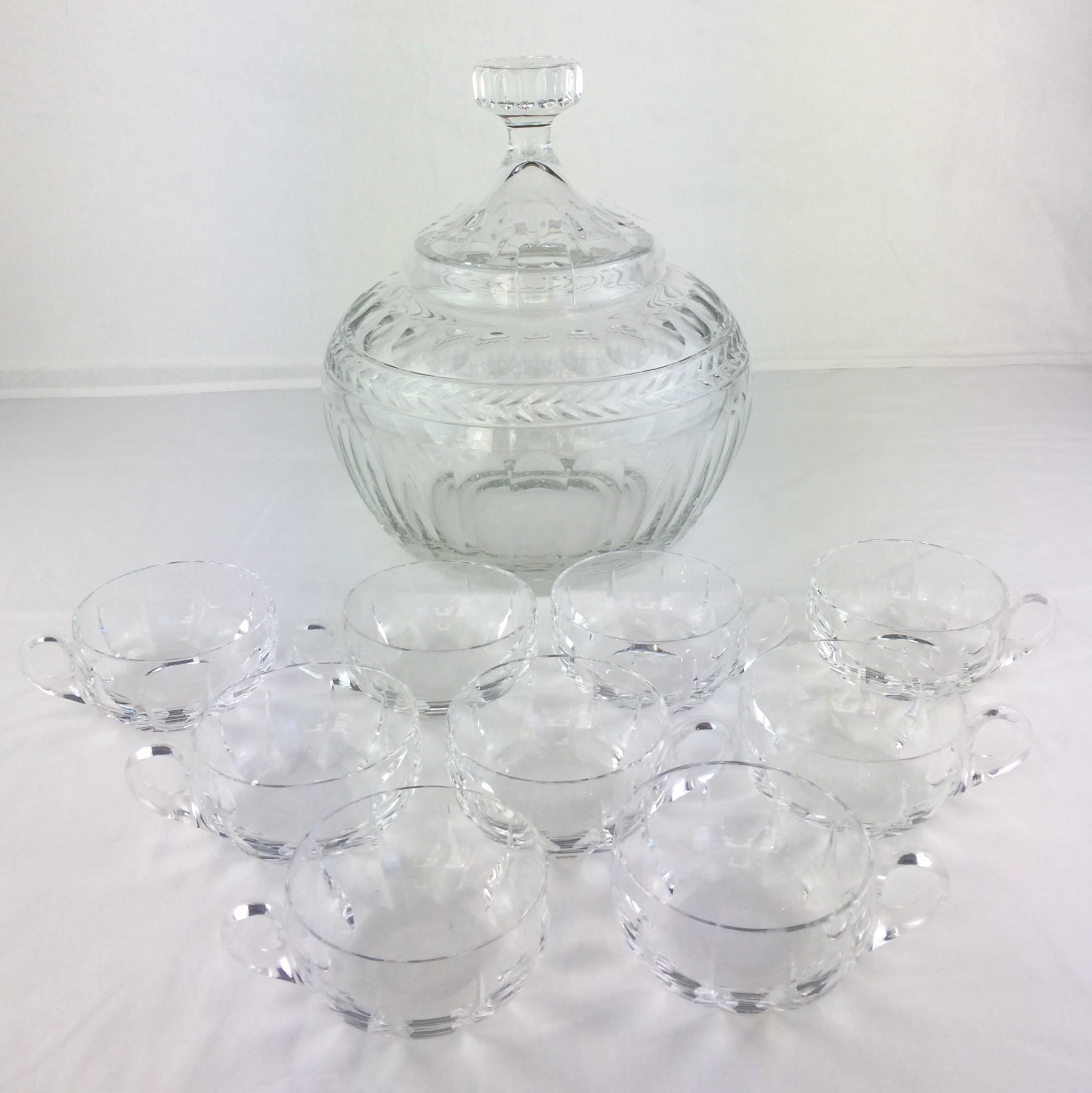 French Saint Louis Cut Crystal Liquor Service Stemware Set Barware Service For Sale