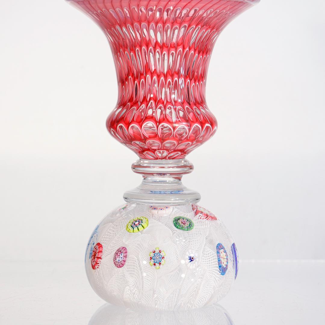 Saint Louis Glass Honyecomb & Millefiori Paperweight Vase or Pen Holder For Sale 2