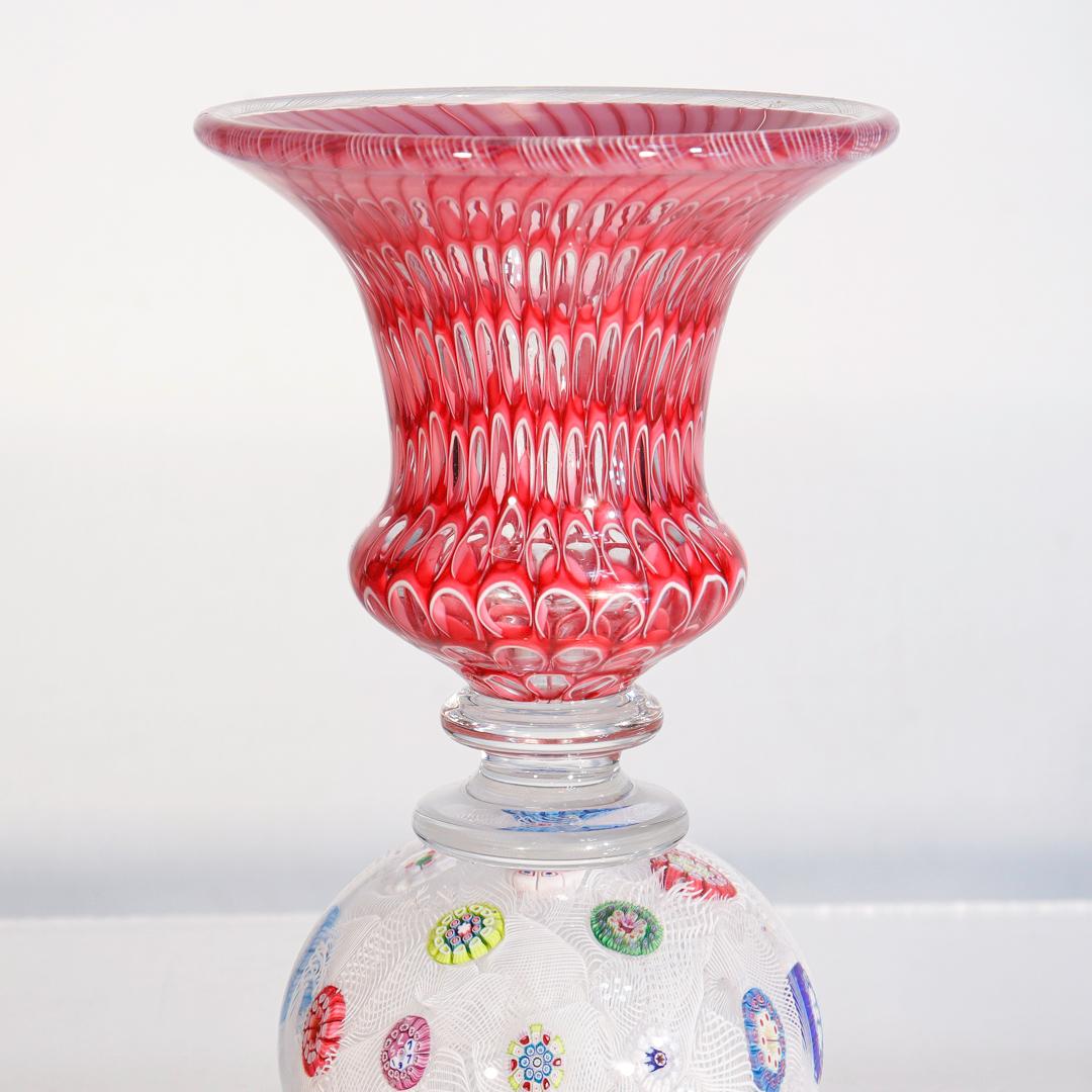 Saint Louis Glass Honyecomb & Millefiori Paperweight Vase or Pen Holder For Sale 1