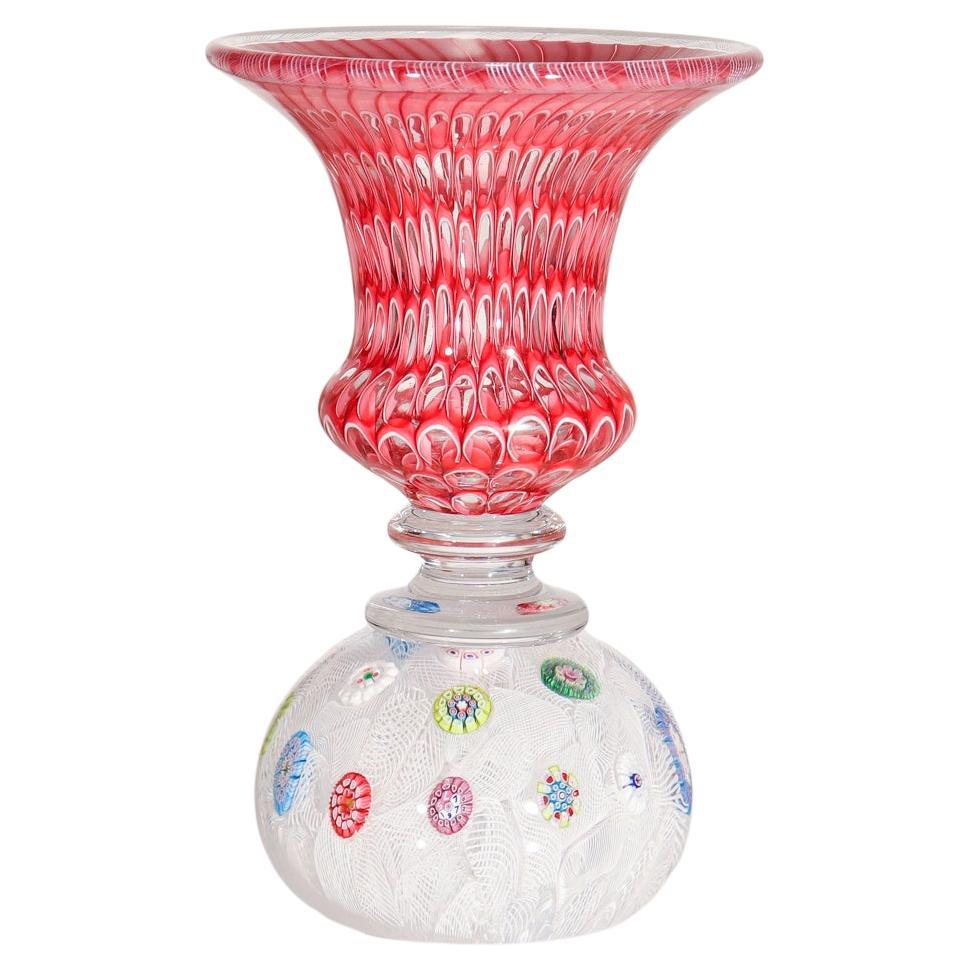Saint Louis Glass Honyecomb & Millefiori Paperweight Vase or Pen Holder For Sale