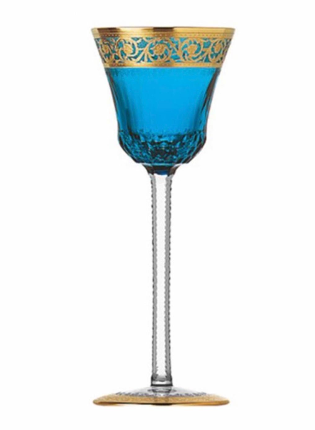 Appliqué Saint Louis Gold Thistle Cobalt, Red, Amethyst, Sky Blue Hocks, Set of 4 For Sale