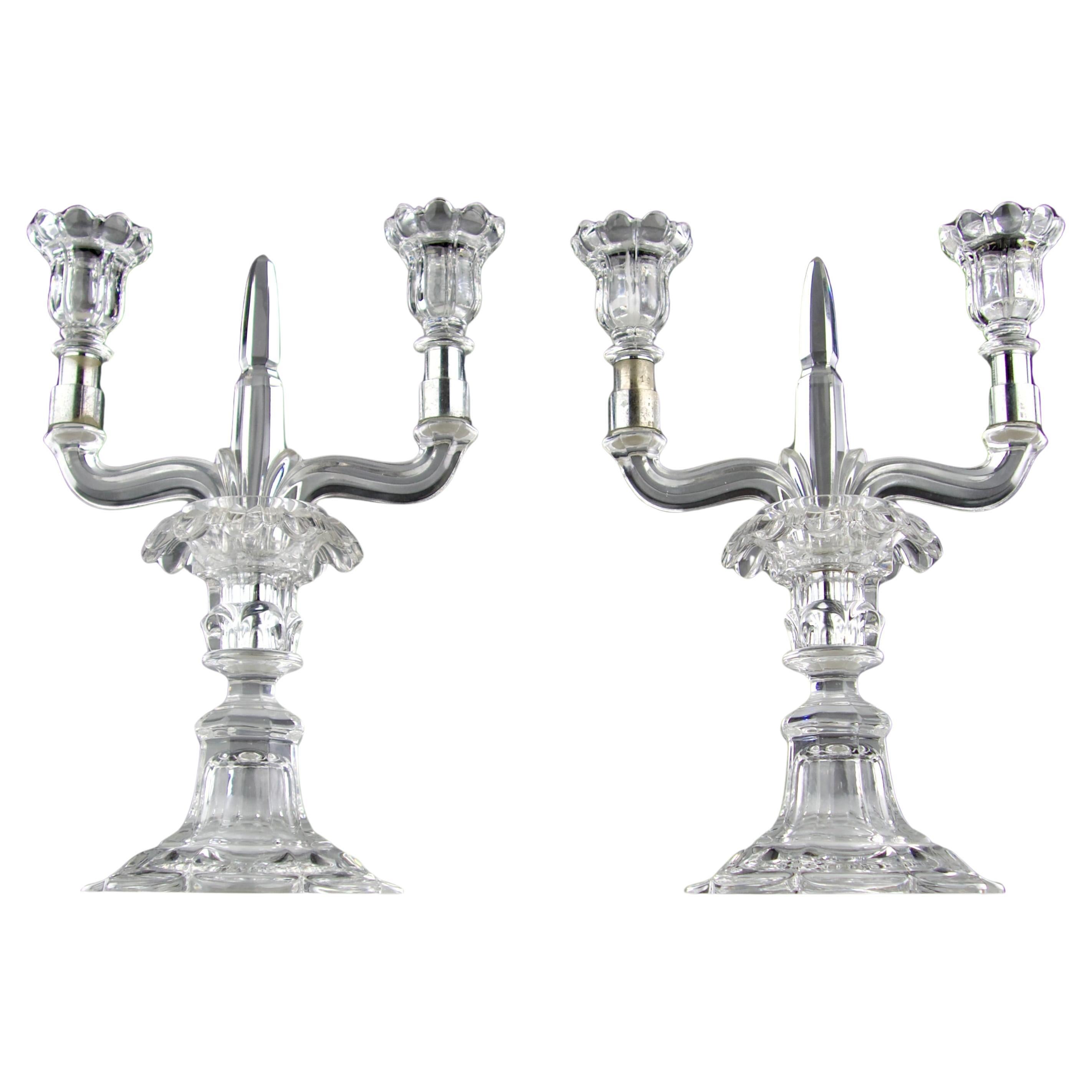 Saint-Louis Manufacture, Pair of Crystal Candelabras, France 1950s
