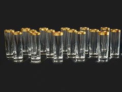 Saint Louis Model Set of 16 French Mid-Century Gilded Classic Glasses