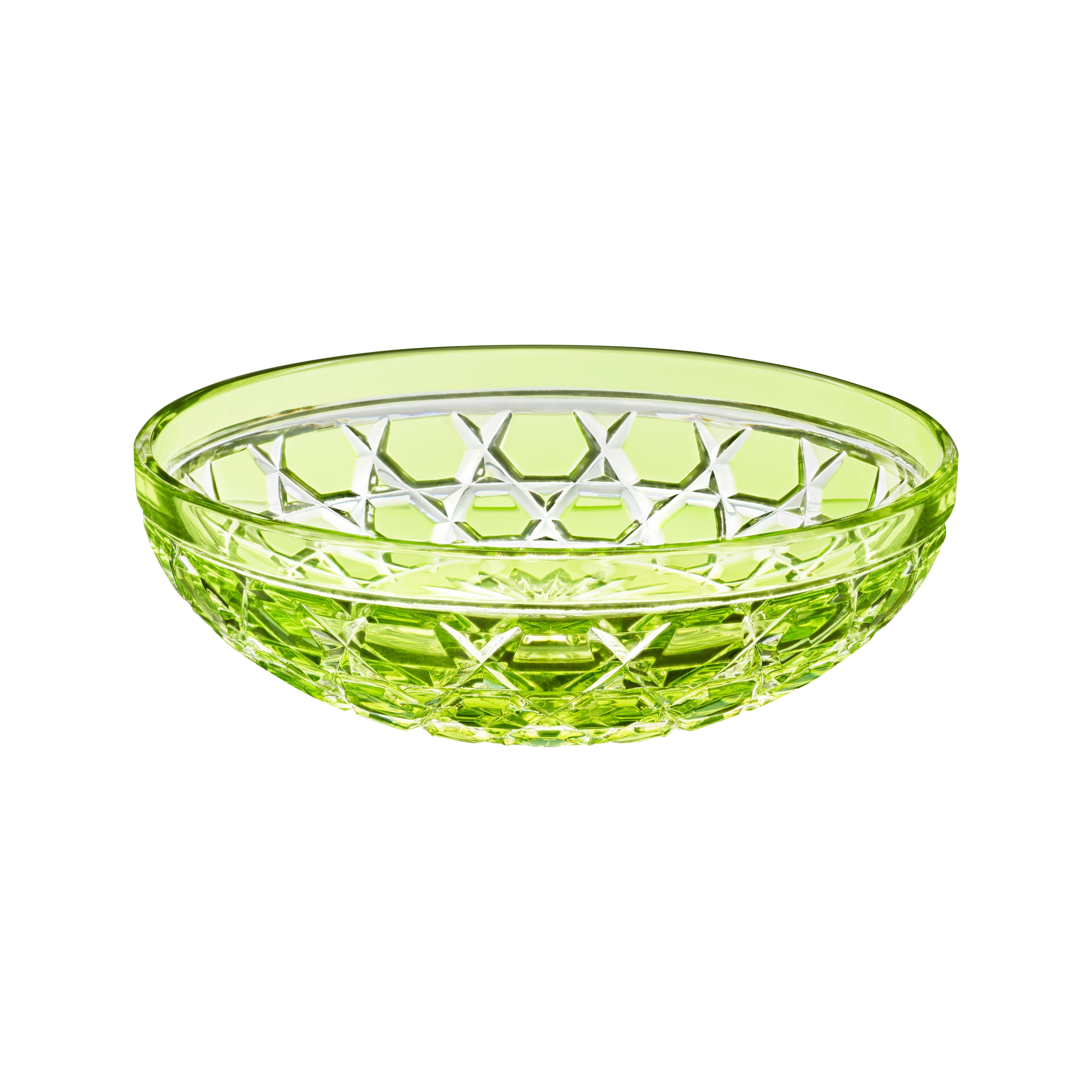 Saint-Louis Royal Small Chartreuse Green Crystal Bowl For Sale