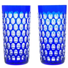 Retro Saint-Louis Set of 12 Cobalt Blue Tumblers