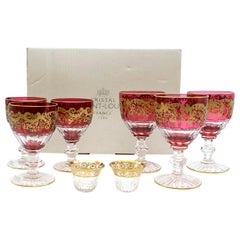 Saint-Louis Set of 6 Trianon Wine Glasses & Two Thistle Coffee Cups