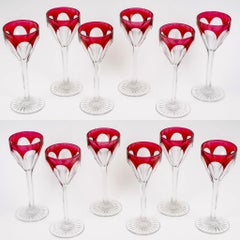 Saint Louis - Set von Gläsern 12 Bristol Großes Modell Rotes Kristall-Modell