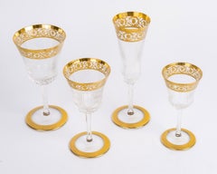 Saint Louis Set of Glasses & Decanters Thistles Crystal Gold 28 Pieces