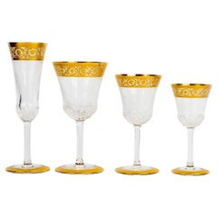 Saint Louis Set of Glasses & Decanters Thistles Crystal Gold 28 Pieces