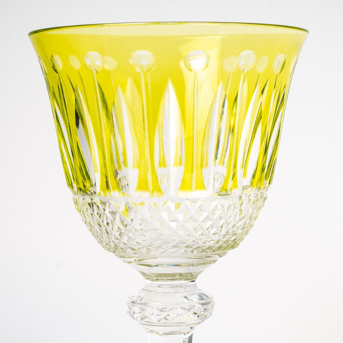 Saint Louis, Set of Roemer Tommy Engraved Colored Crystal Glasses, 12 Pieces In Excellent Condition In Boulogne Billancourt, FR
