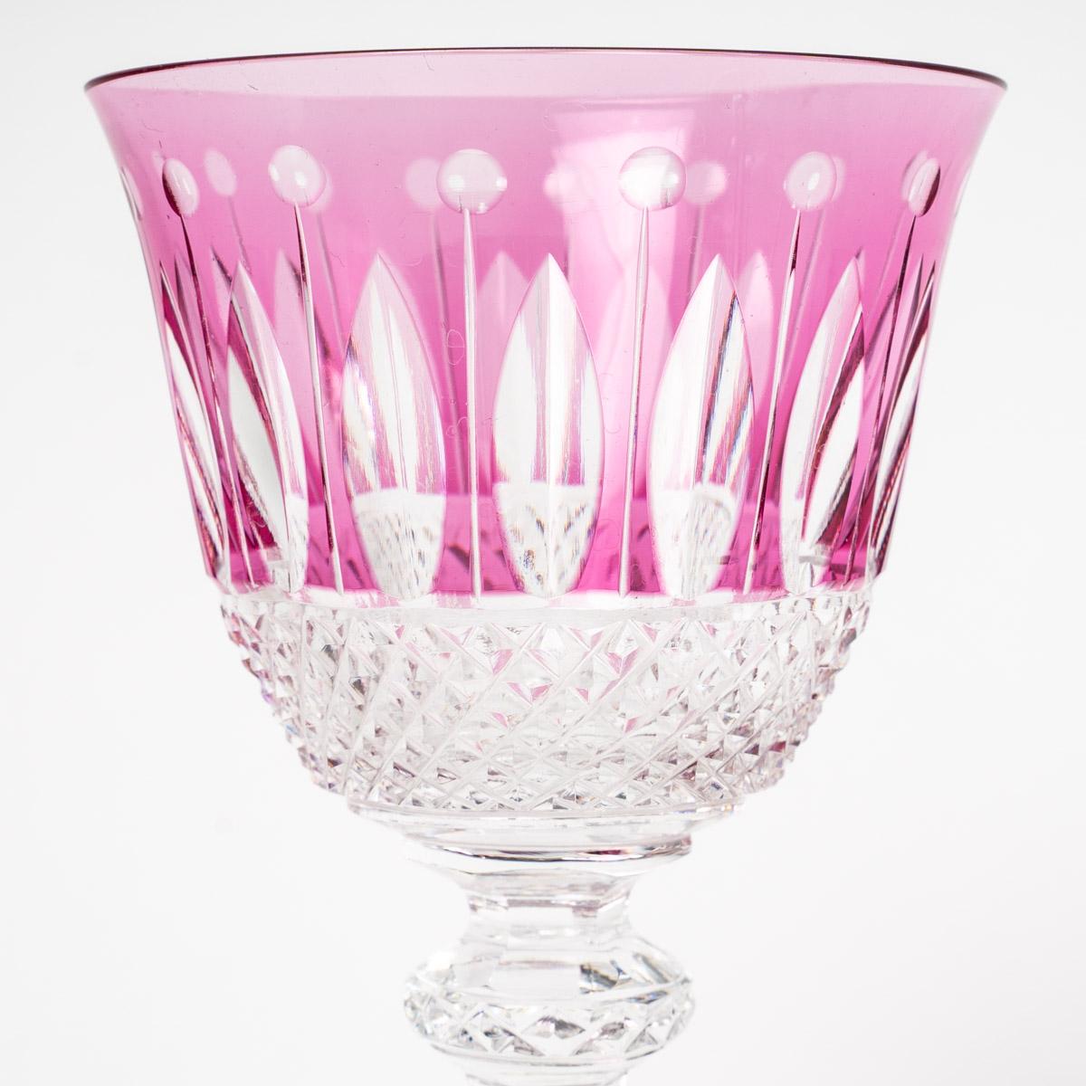 Saint Louis, Set of Roemer Tommy Engraved Colored Crystal Glasses, 12 Pieces 1