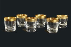 Saint Louis Style Set of 6 1950s French Gilted Glasses
