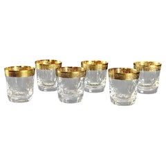 Saint Louis Style Set of 6 1950s French Gilted Glasses