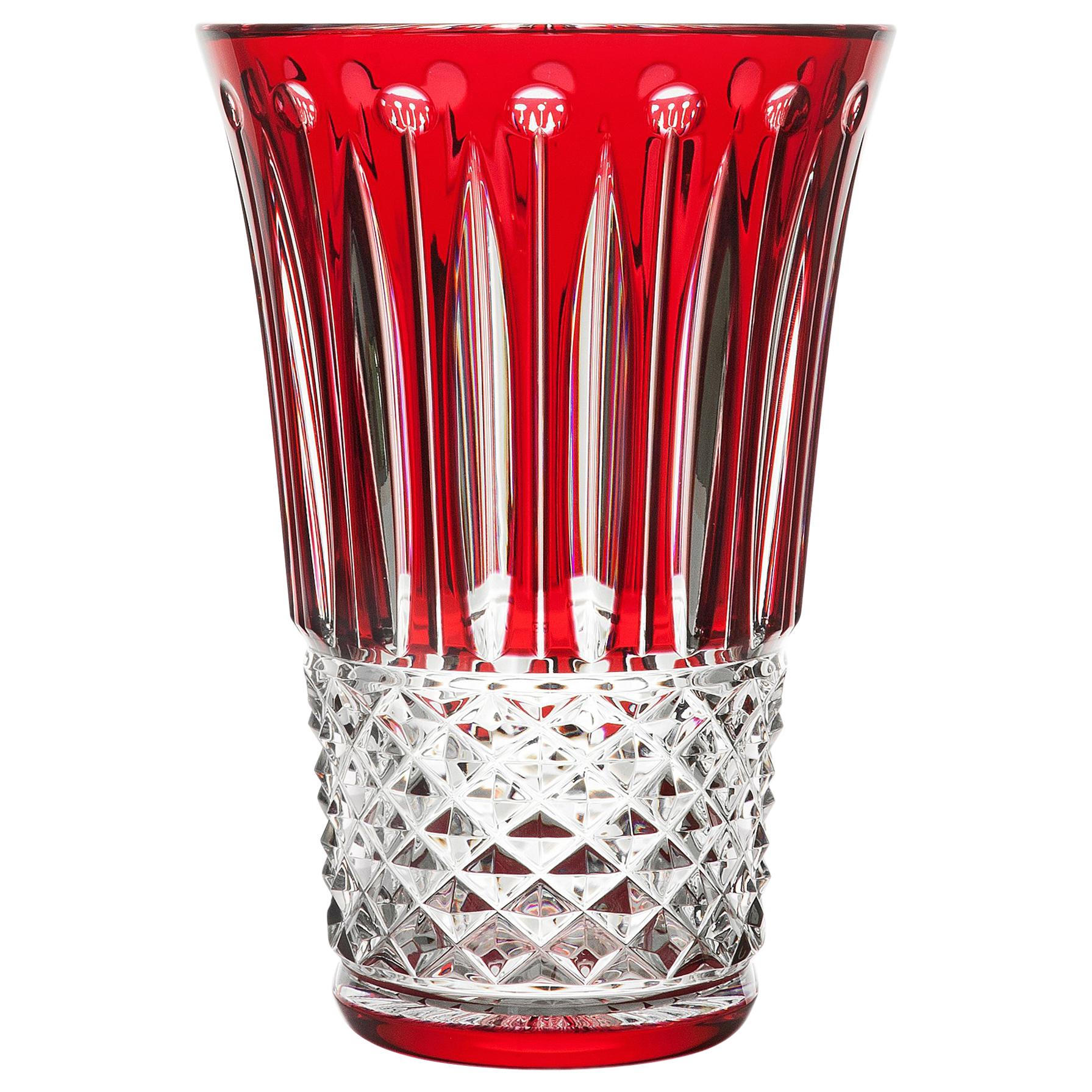 Saint-Louis Tommyssimmo Crystal Vase in Red For Sale