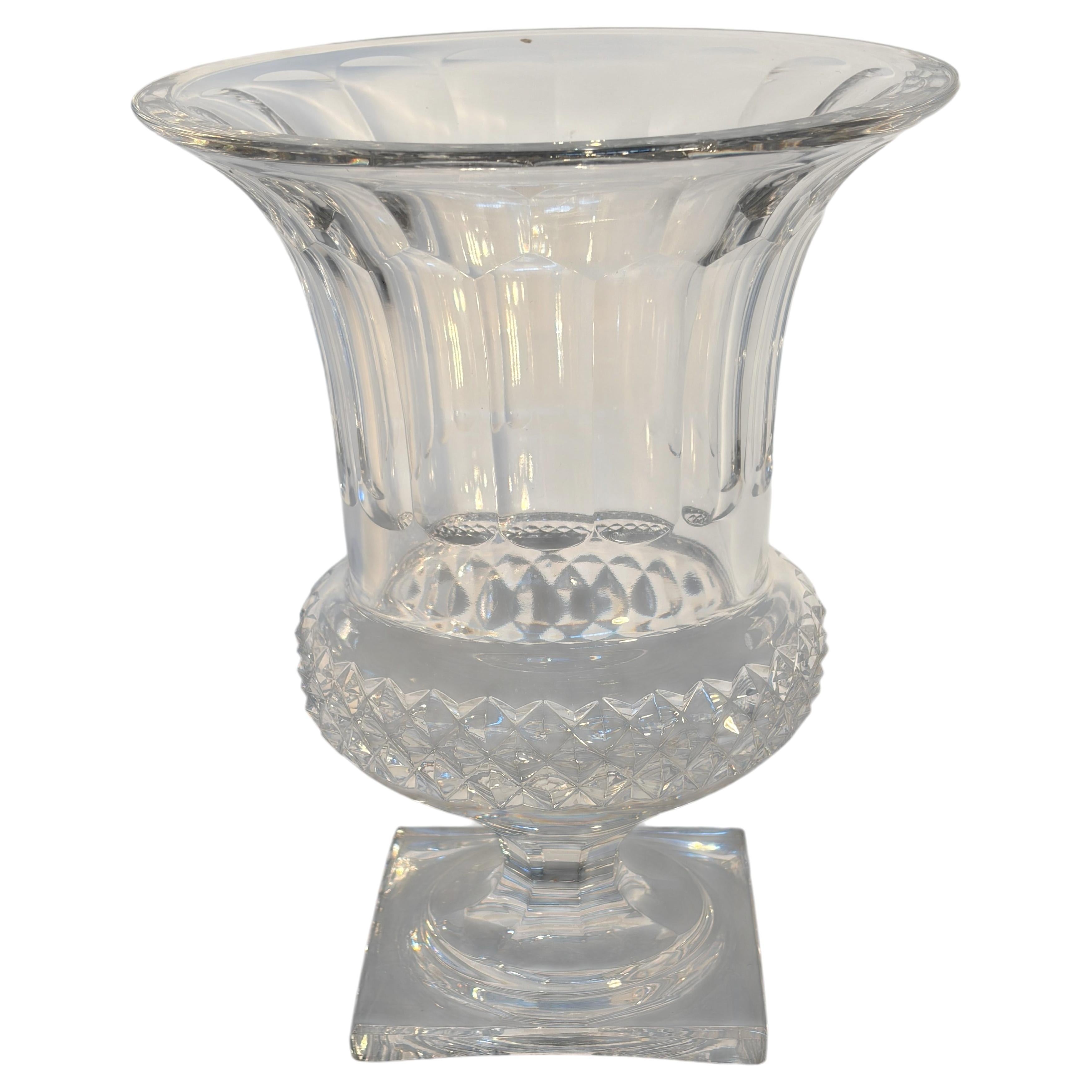 Saint-Louis Versailles Clear Crystal Vase with Diamond-Cut Decoration