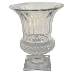 Saint-Louis Versailles Clear Crystal Vase with Diamond-Cut Decoration