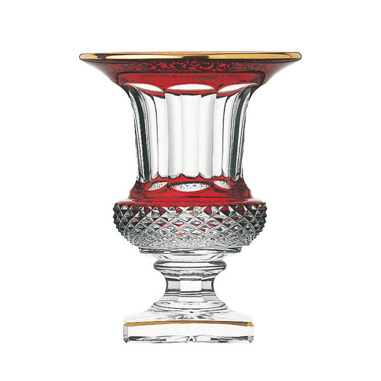 Saint-Louis Versailles Thistle Red and Clear Vase with Gold Décor For Sale
