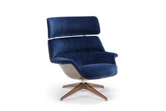 Saint Luc 'Coach 2' Lounge Chair in Navy Fabric with Headrest by J.M. Massaud