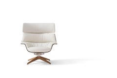 Saint Luc 'Coach 2' Lounge Chair in White Leather with Headrest by J.M. Massaud