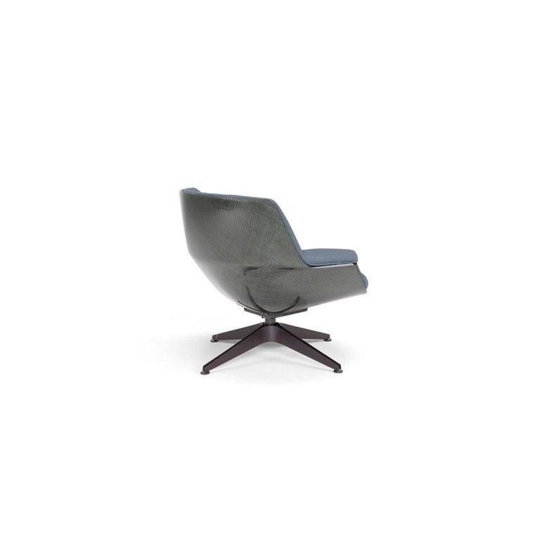 Modern Saint Luc 'Coach 3' Lounge Chair in Blue Linen with Glossy Base by J.M. Massaud For Sale
