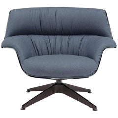 Saint Luc 'Coach 3' Lounge Chair in Blue Linen with Glossy Base by J.M. Massaud