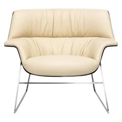 Saint Luc 'Coach 1' Lounge Chair in Ivory Leather by J.M. Massaud