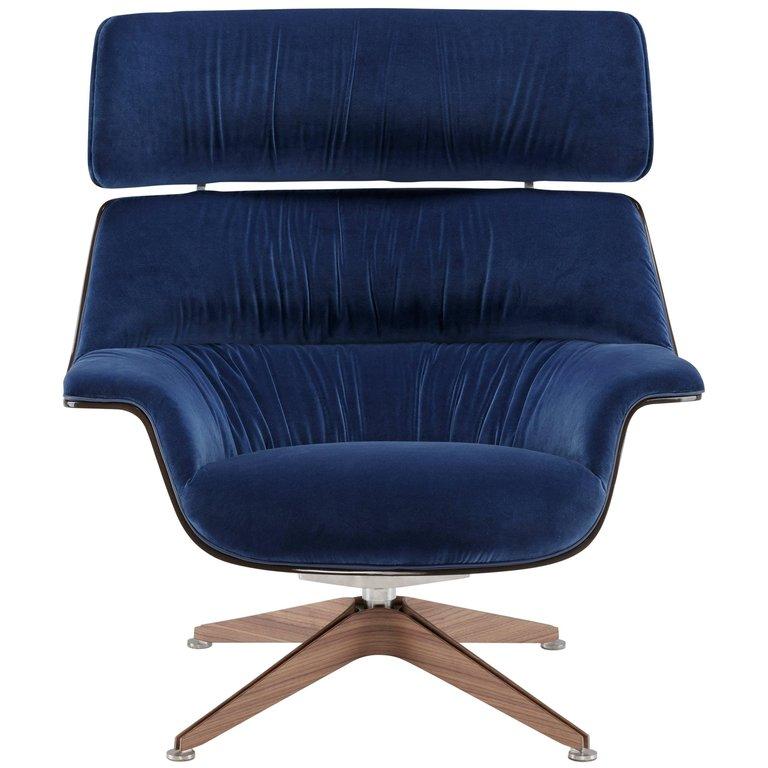 Saint Luc 'Coach' Lounge Chair in Navy with Headrest by J.M. Massaud For Sale