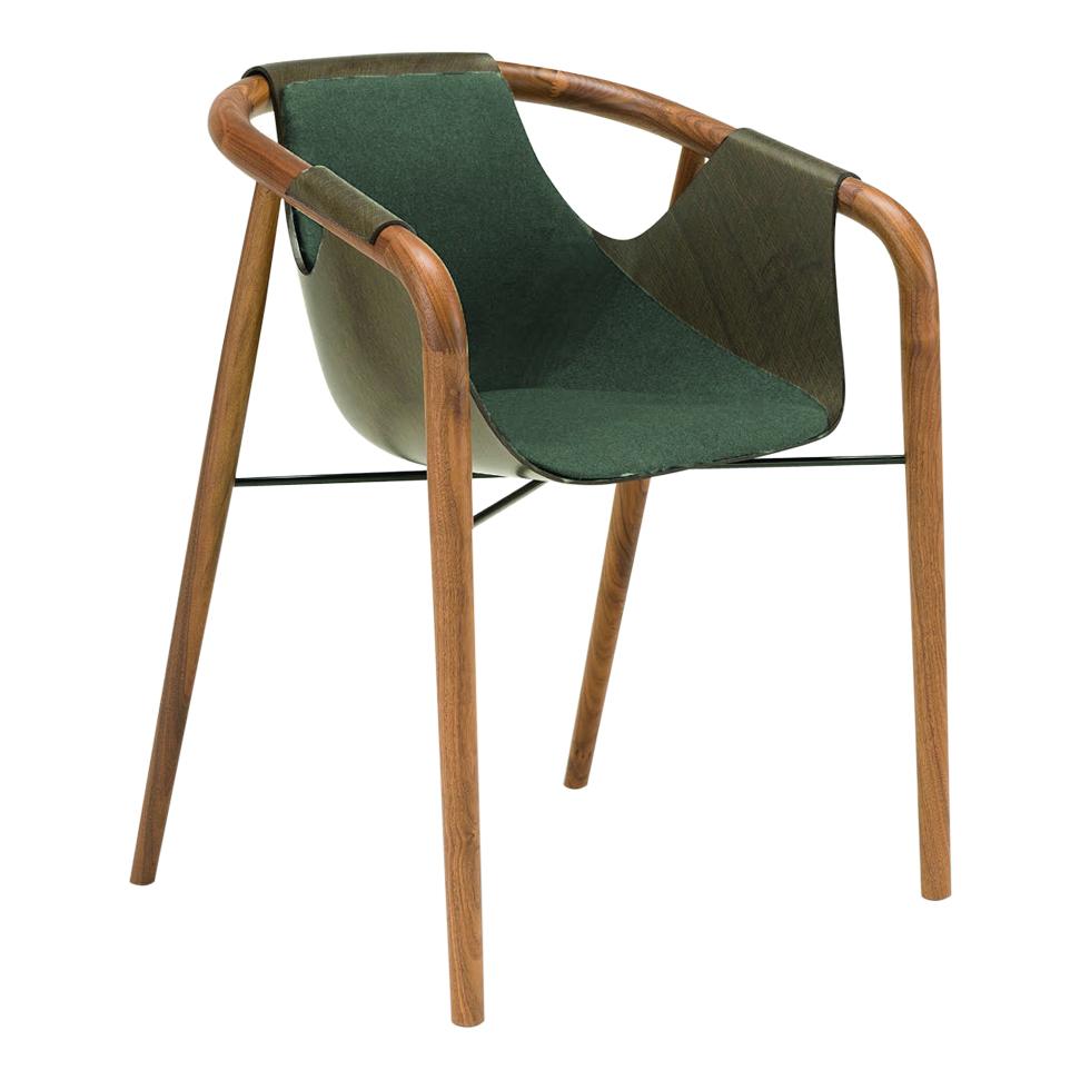 Saint Luc 'Hamac' Dining Chair in Green and Brown by J.P Nuel, 1stdibs New York For Sale