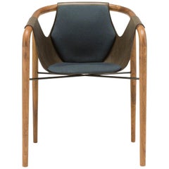 Saint Luc 'Hamac' Dining Chair in Navy and Brown Fabric by J.P Nuel