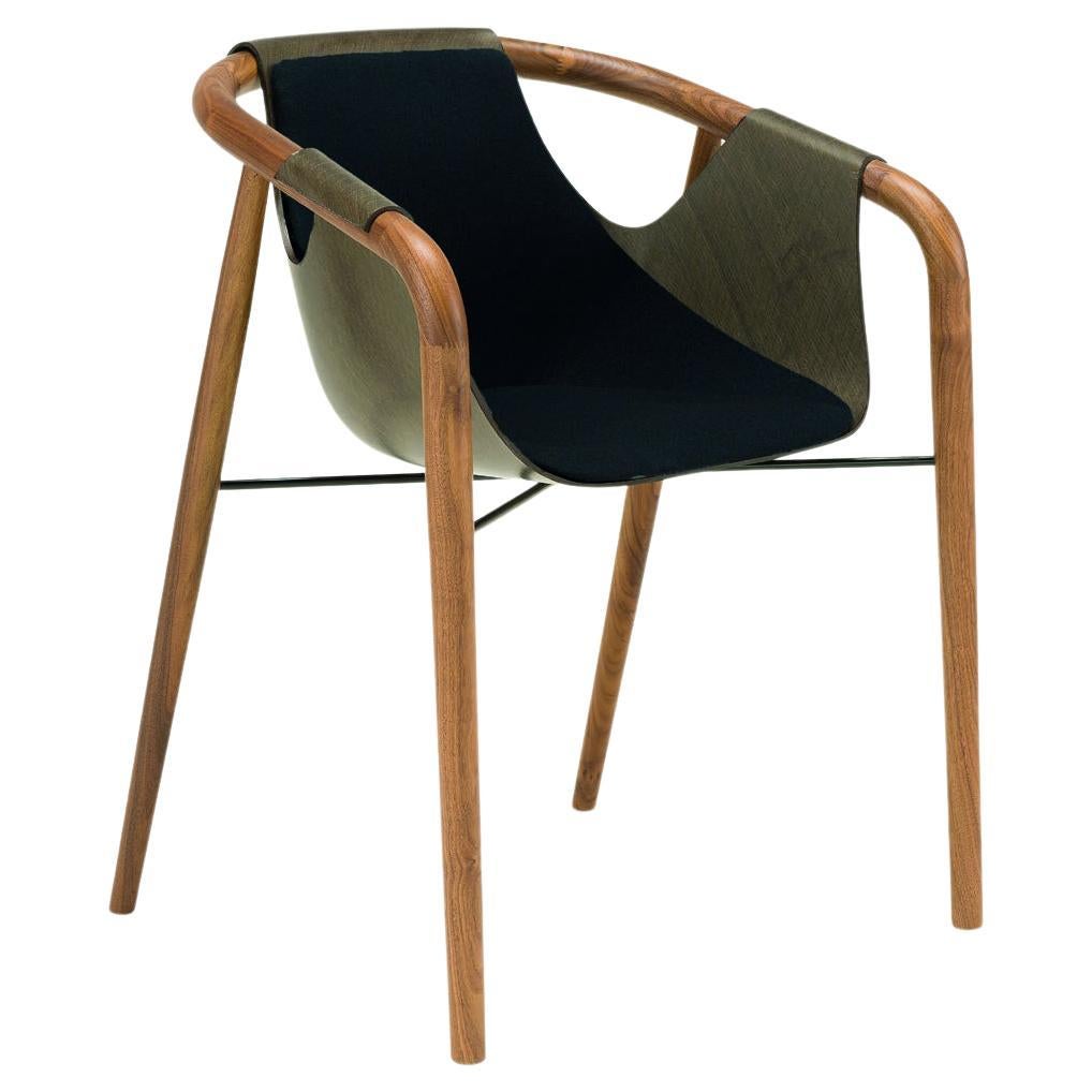 Saint Luc 'Hamac' Dining Chair with Black Cushion by J.P Nuel For Sale