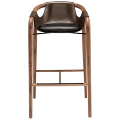 Tabouret haut « Halo » de Saint Luc en marron par J.P. Nuel