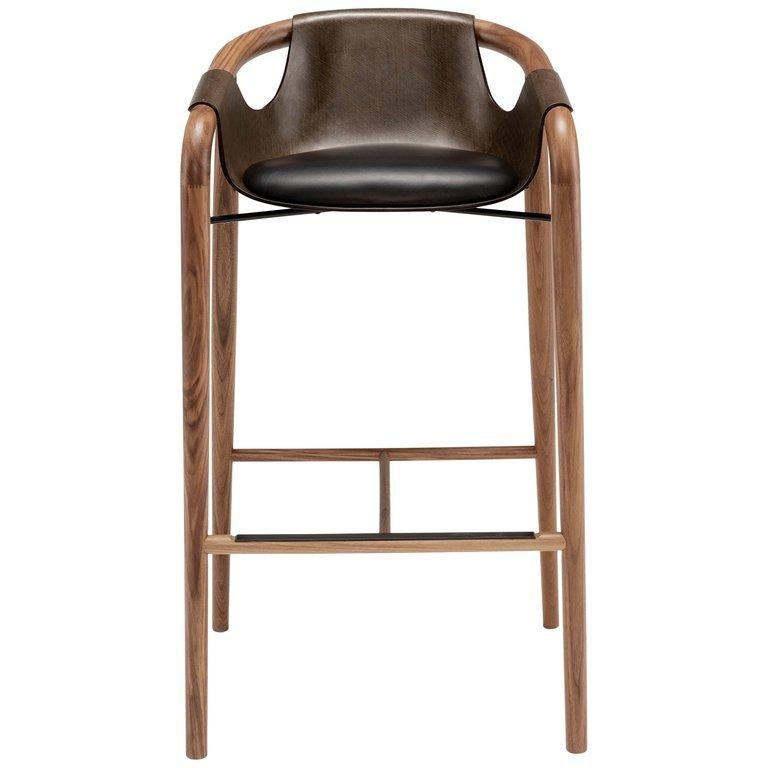 Saint Luc 'Hamac' High Stool in Brown by J.P. Nuel For Sale