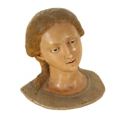 Saint Lucia Wax Bust Manufactured in Sicily, 18th Century