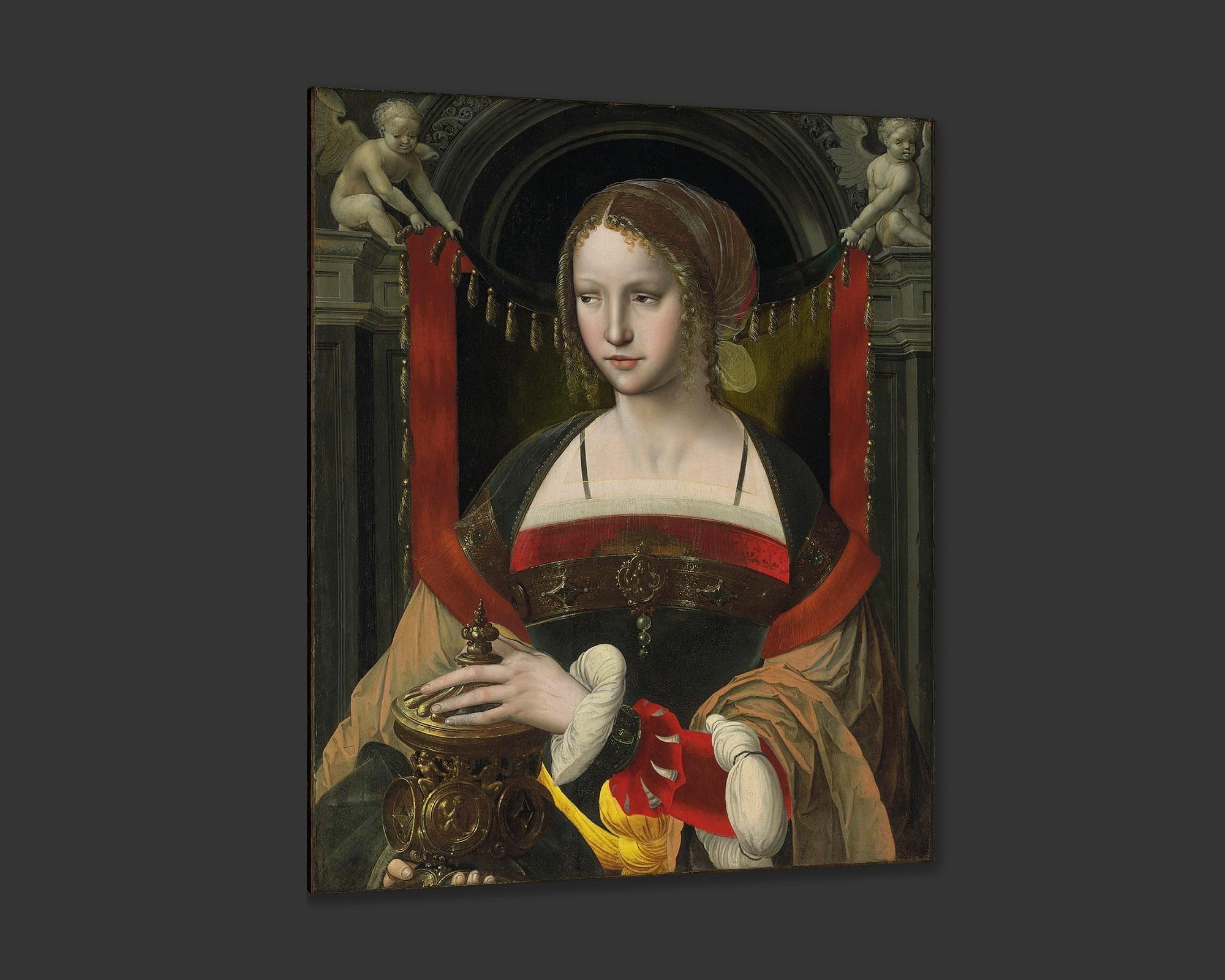 Belgian Saint Mary Magdalene with Angels, after Oil Painting by Anonymous Baroque Artist For Sale