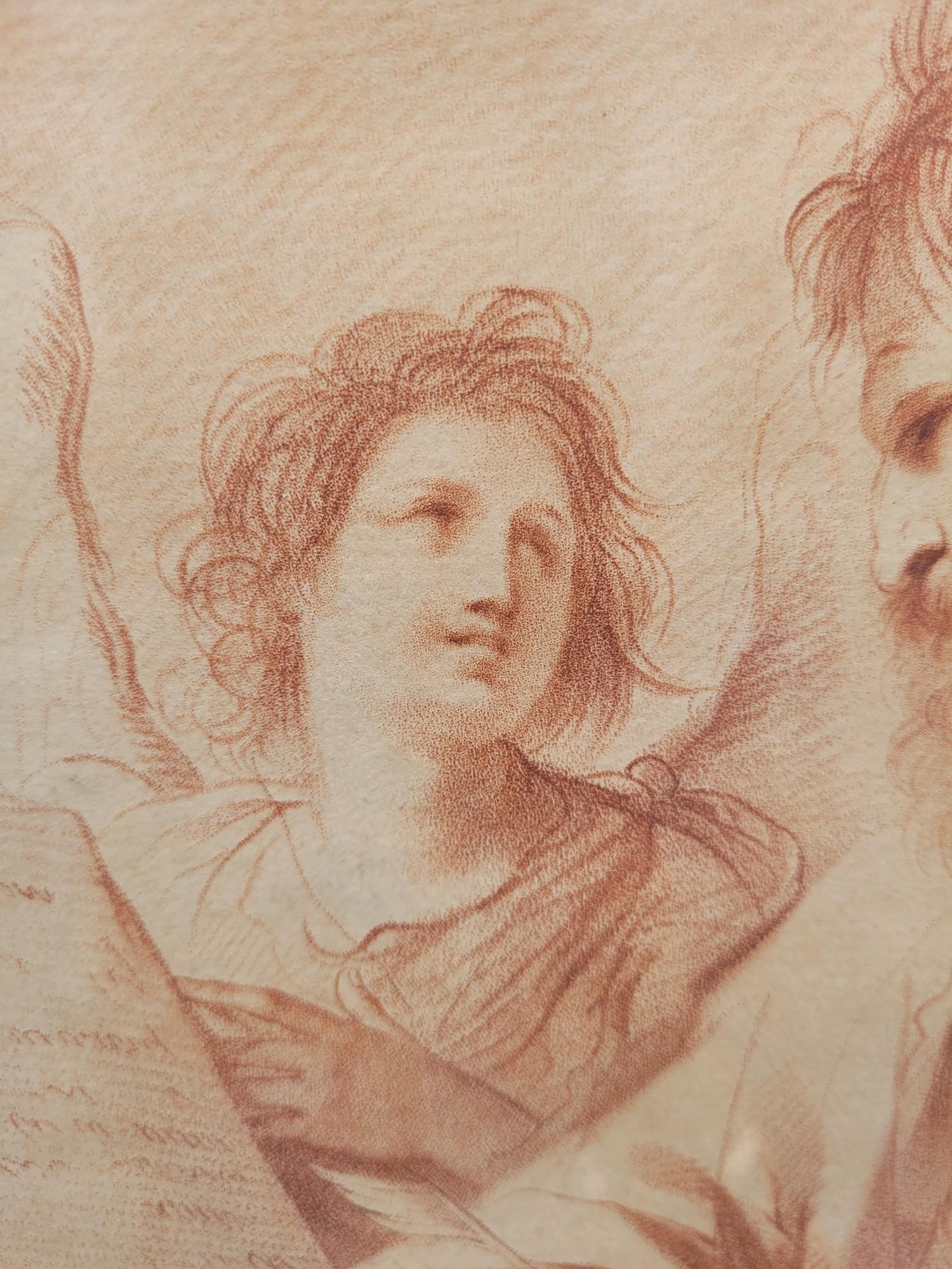 Saint Matthew And The Angel, Gravur nach Le Guercin, 18. Jahrhundert (Papier) im Angebot