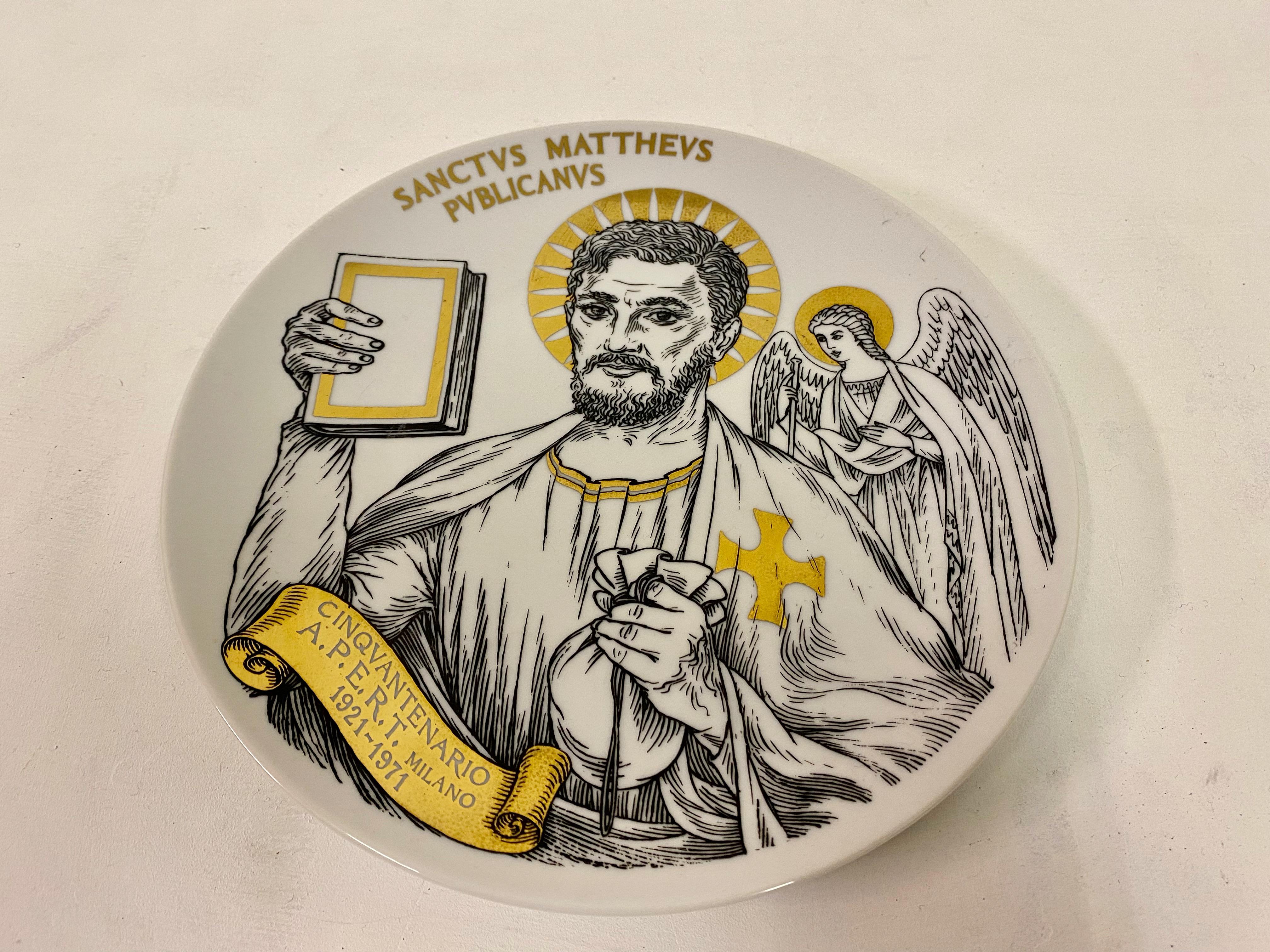 Italian Saint Matthew Ceramic Plate by Fornasetti For Sale