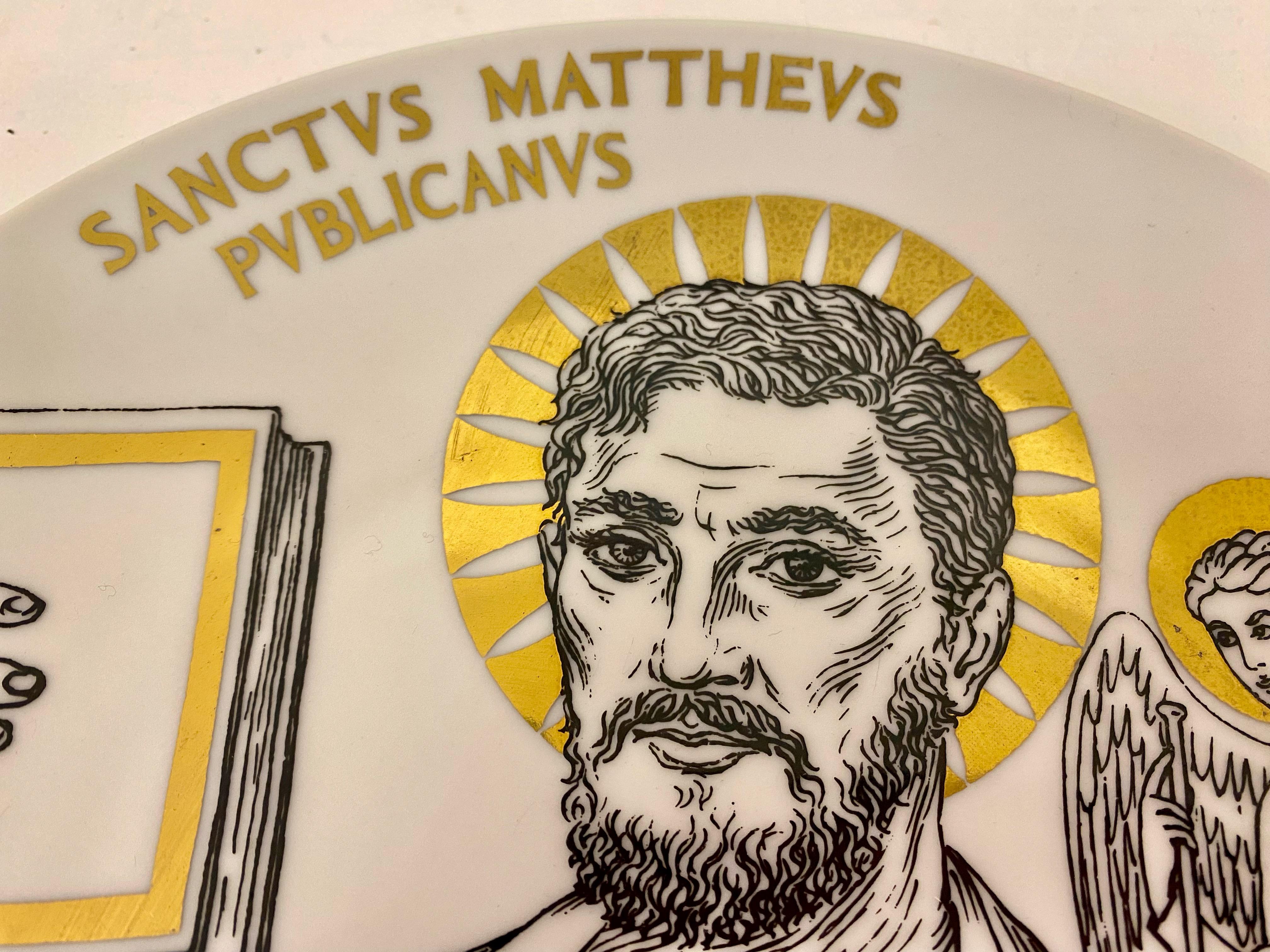 20th Century Saint Matthew Ceramic Plate by Fornasetti For Sale