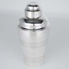 Shaker da cocktail Saint Medard in argento placcato stile Art Déco con spremiagrumi, anni '40