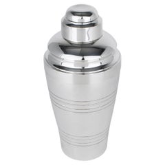 Shaker da cocktail Saint Medard in argento placcato stile Art Déco con spremiagrumi, anni '40