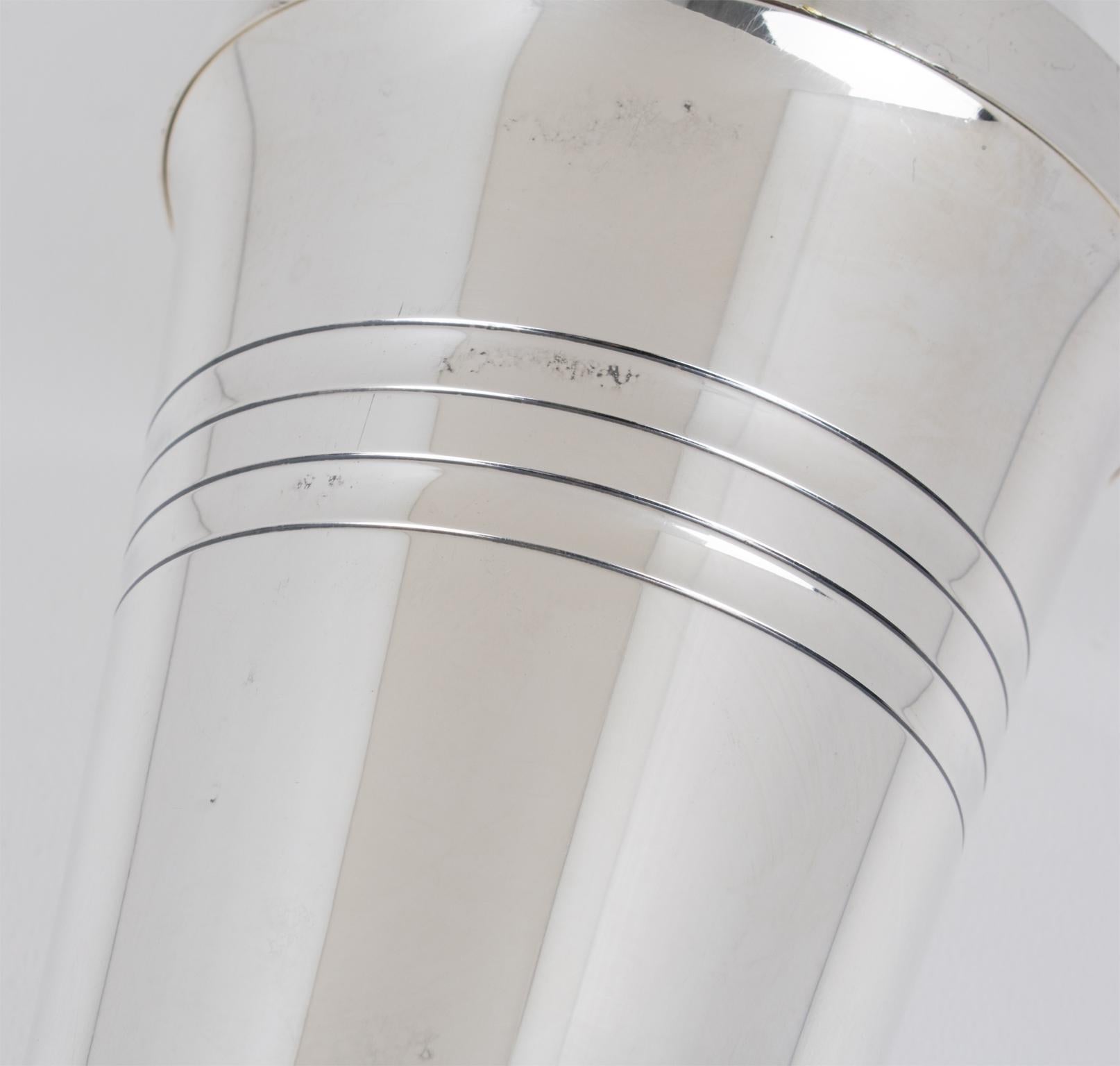 Metal Saint Medard Le Chardon, Art Deco Silver Plate Cocktail Shaker, circa 1940 For Sale