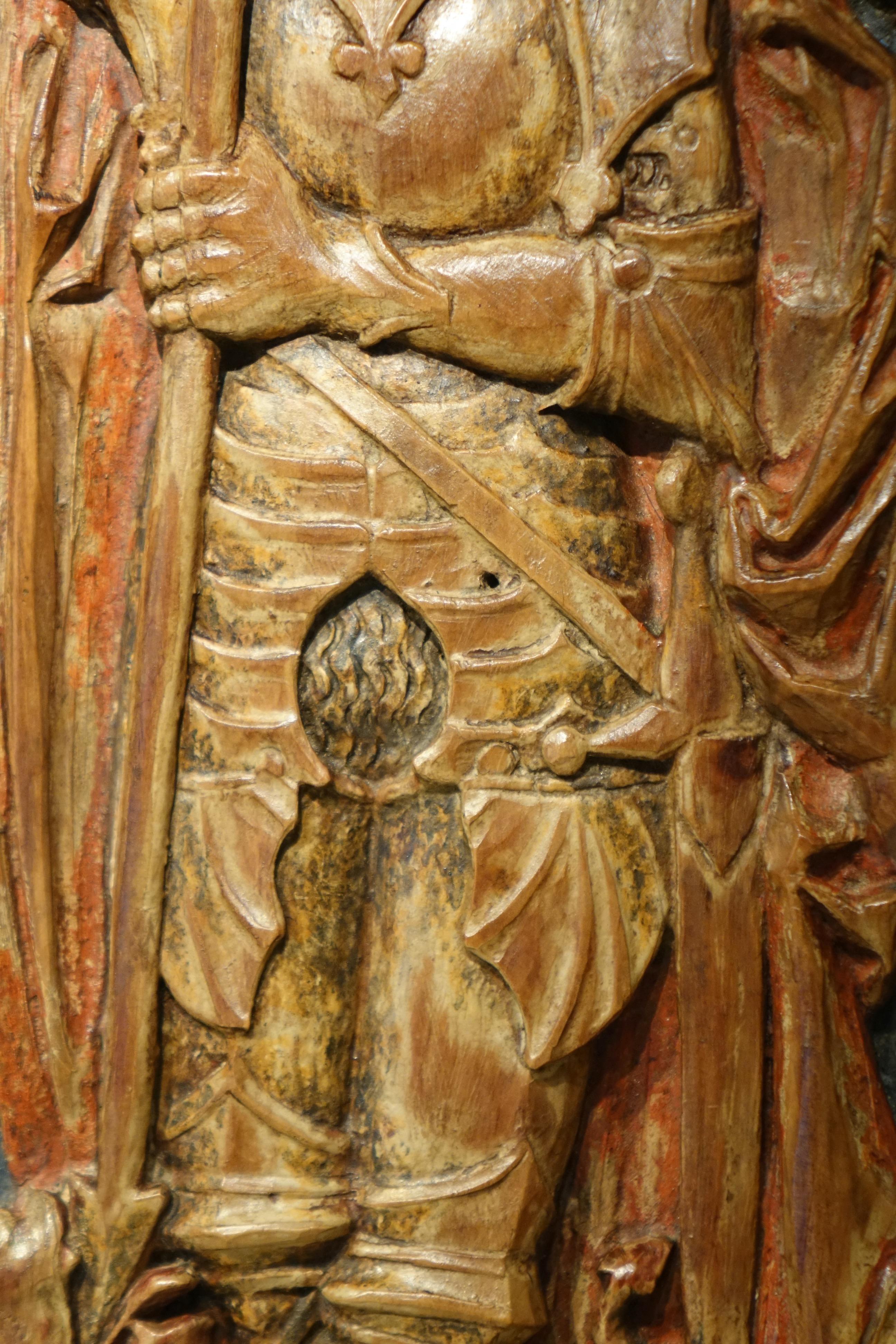 Saint Michael and Saint George, lime wood mid-relief Germany c. 1500 1