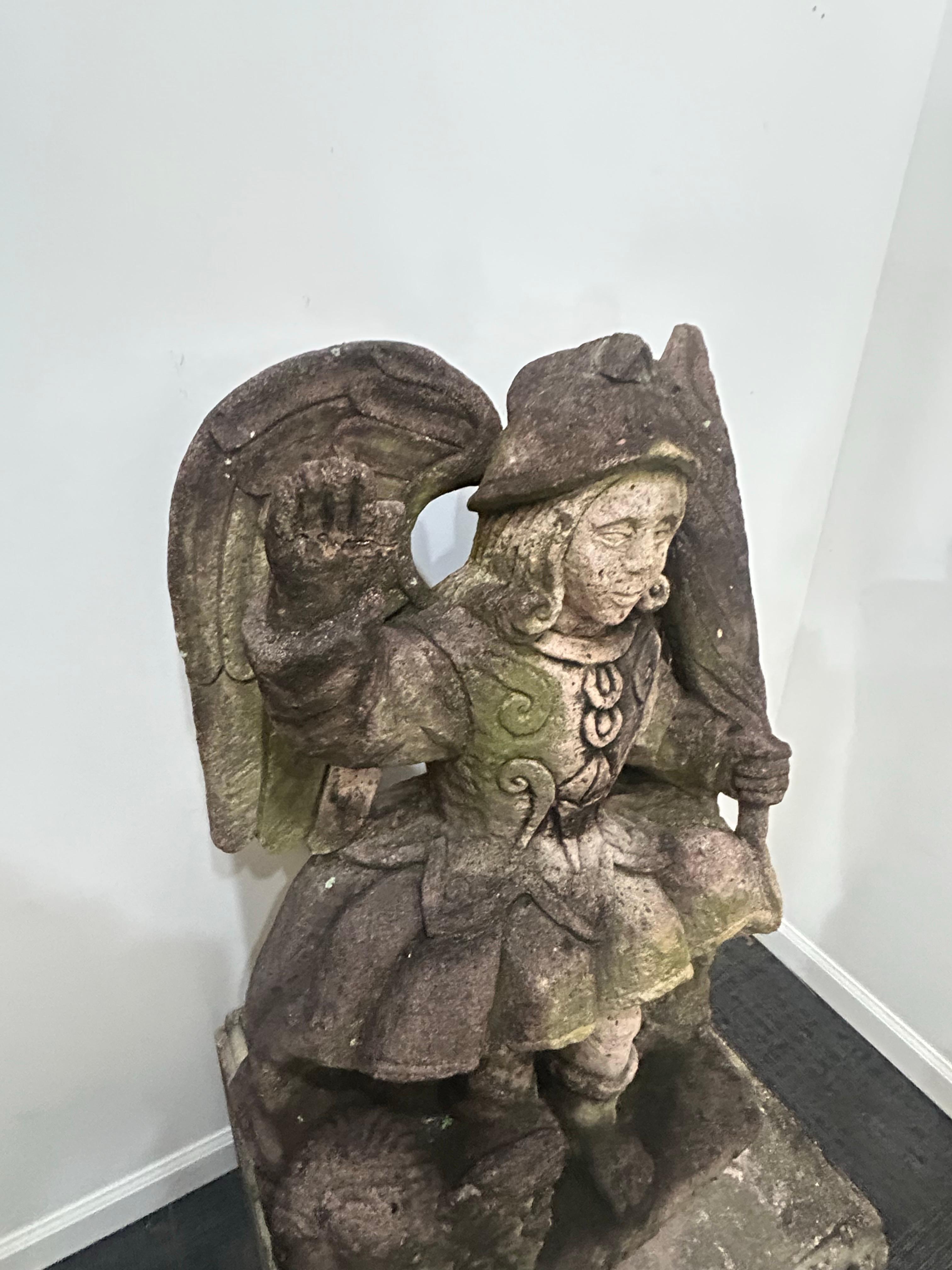 Saint Michael large cast Stone  garden figure For Sale 4