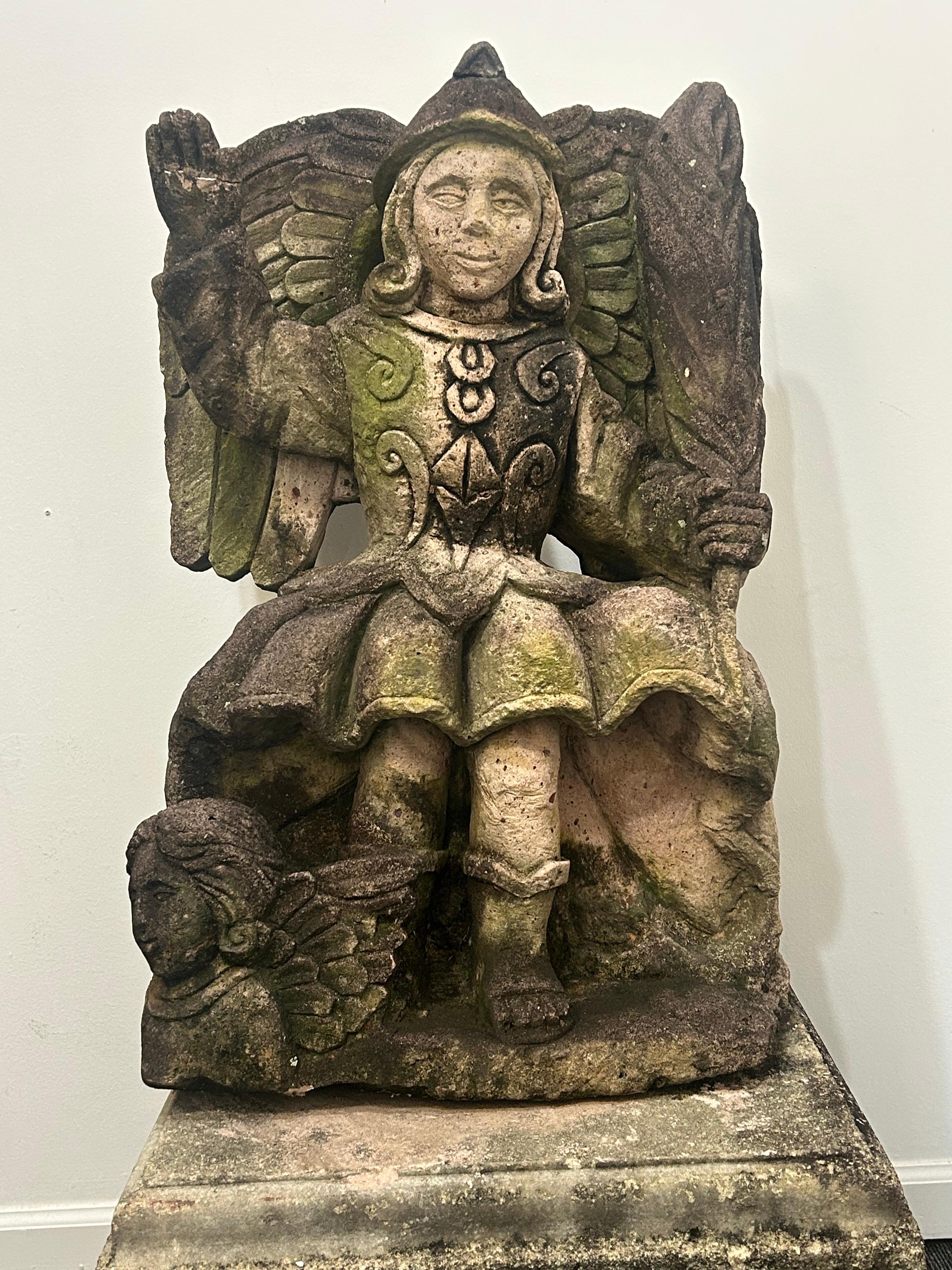 Saint Michael large cast Stone  garden figure For Sale 10
